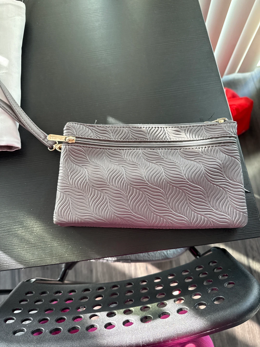Michaela Grey Textured Wristlet Clutch - photo 2