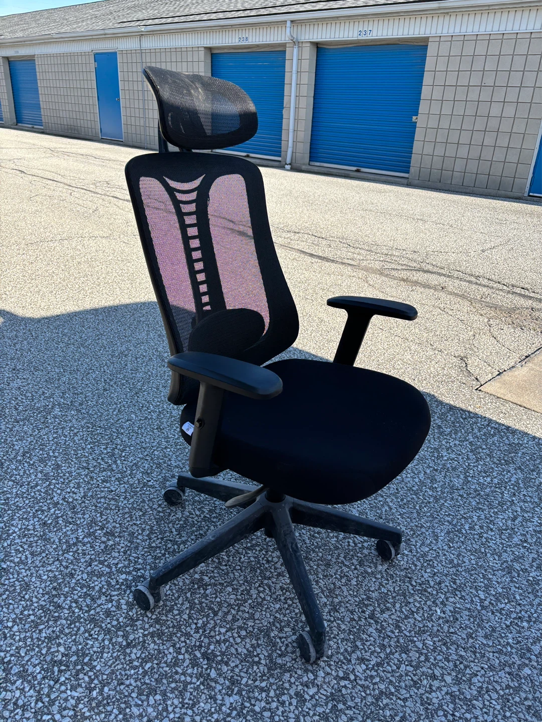 Black Ergonomic Office Chair with Headrest - photo 4