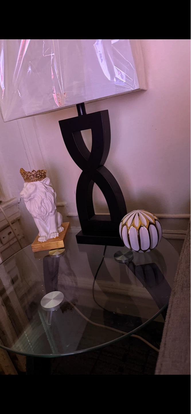 Black Modern Curve Table Lamp with White Drum Shade