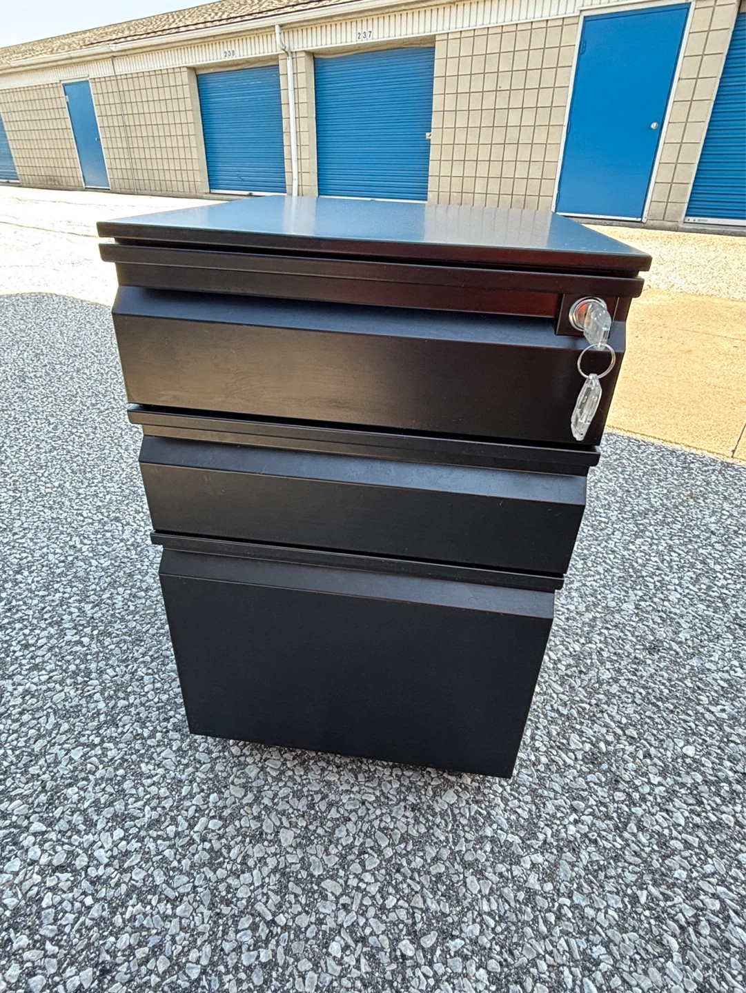Black 3-Drawer Filing Cabinet with Lock - photo 2