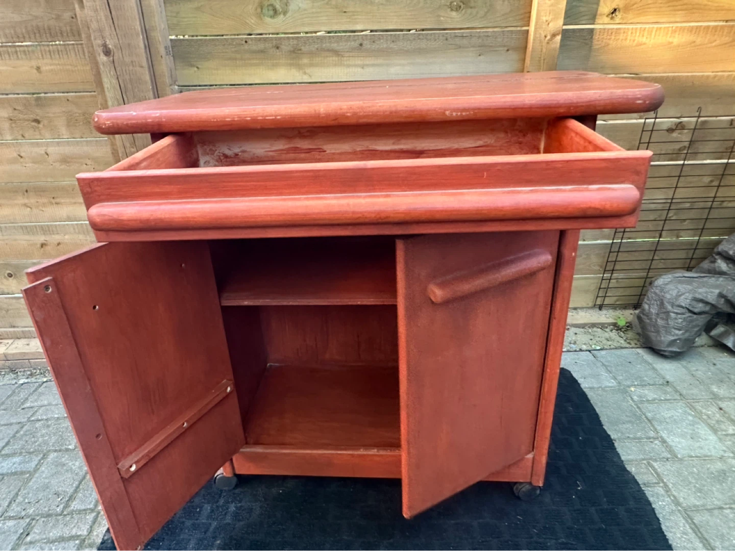 Solid Wood Rolling Storage Cabinet / Kitchen Cart - photo 2