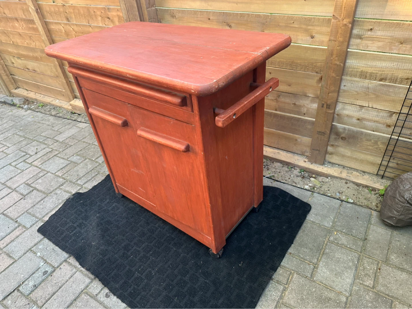 Solid Wood Rolling Storage Cabinet / Kitchen Cart