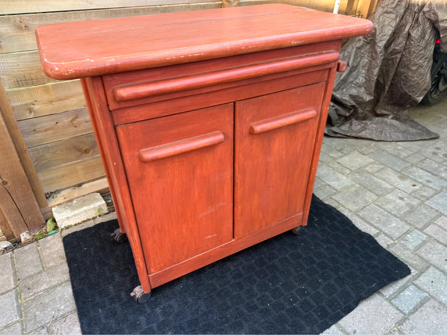 Solid Wood Rolling Storage Cabinet / Kitchen Cart - photo 3