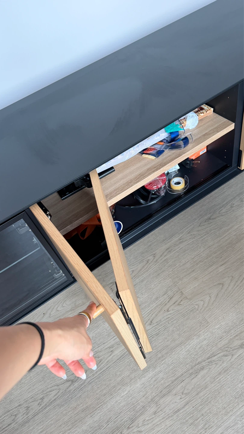 Media Console Cabinet with Wood Doors and Glass Sections - photo 5