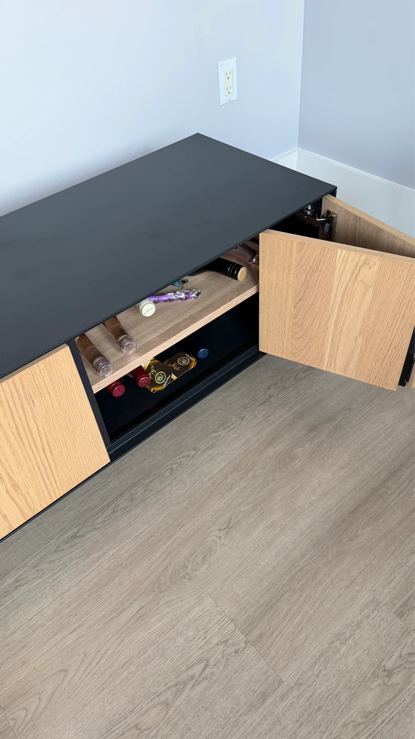 Media Console Cabinet with Wood Doors and Glass Sections - photo 4