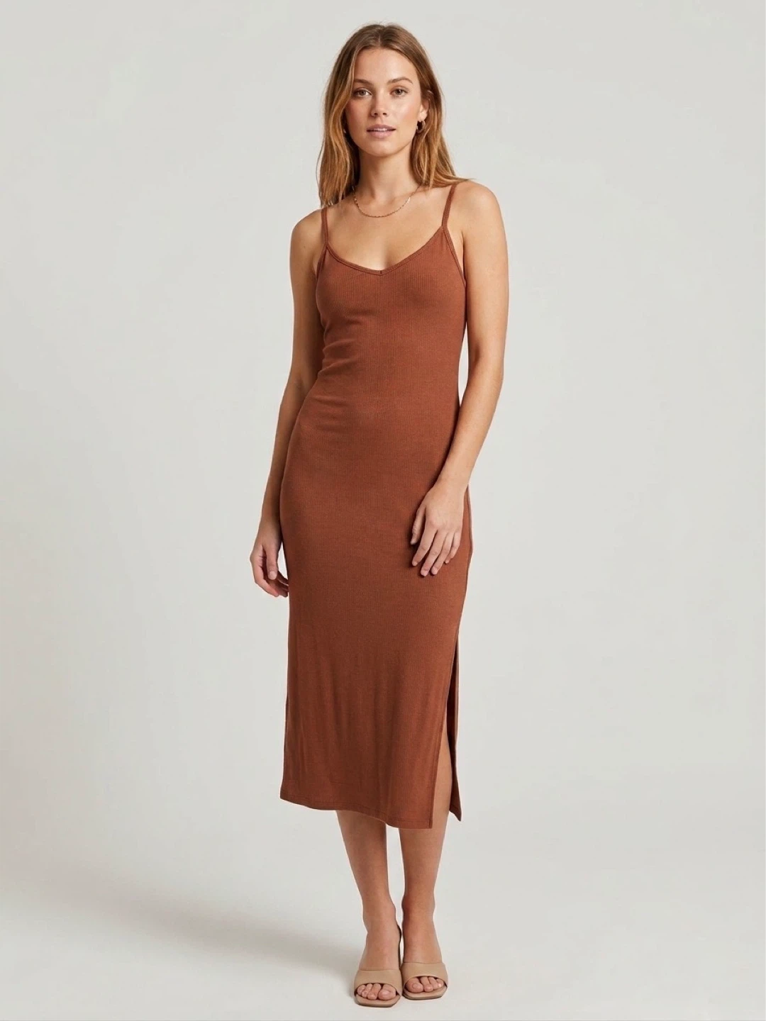 Brand new women ribbed midi slip dress - photo 2