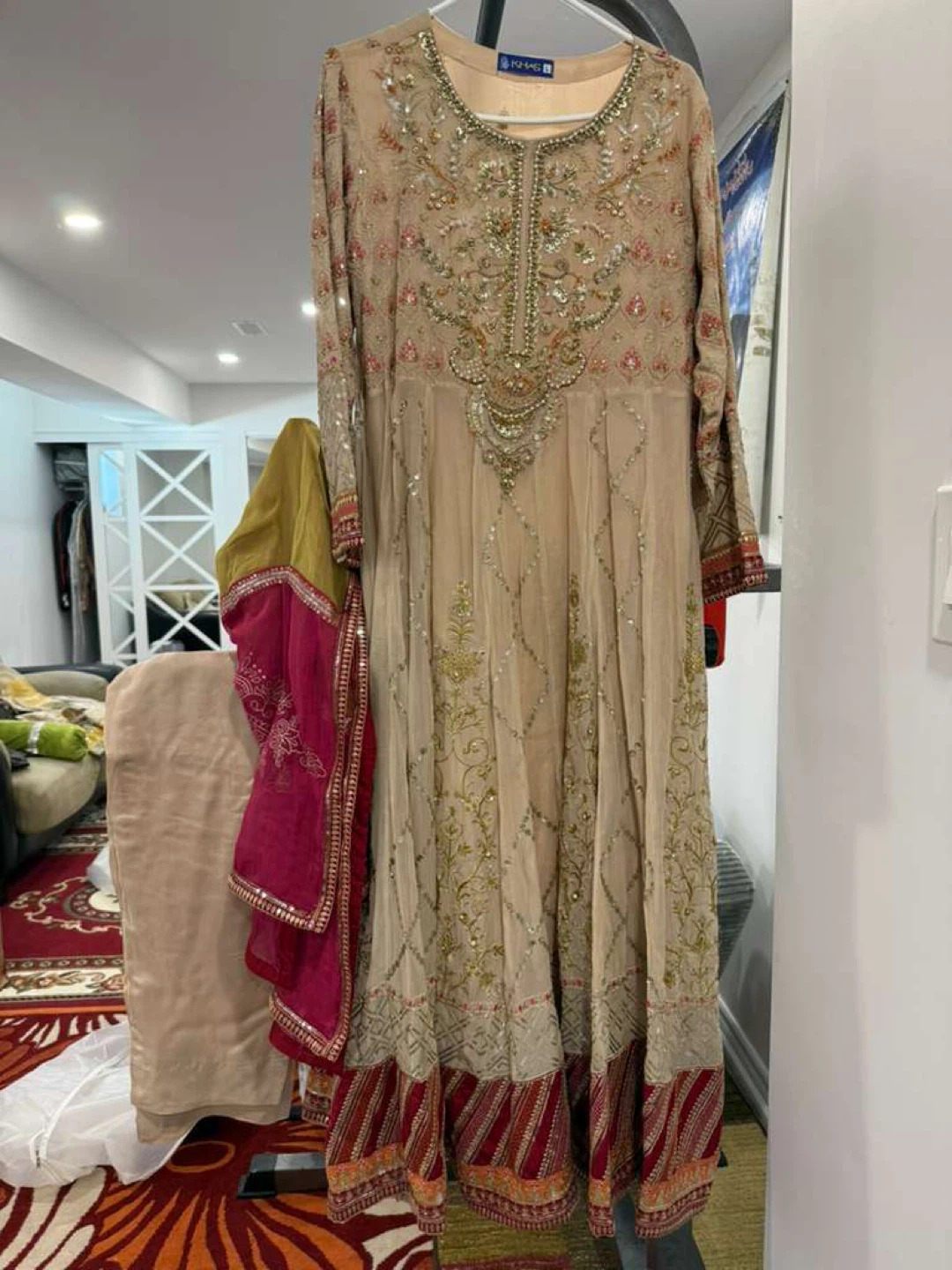 Women's Embroidered Maxi with Pants and Dupatta