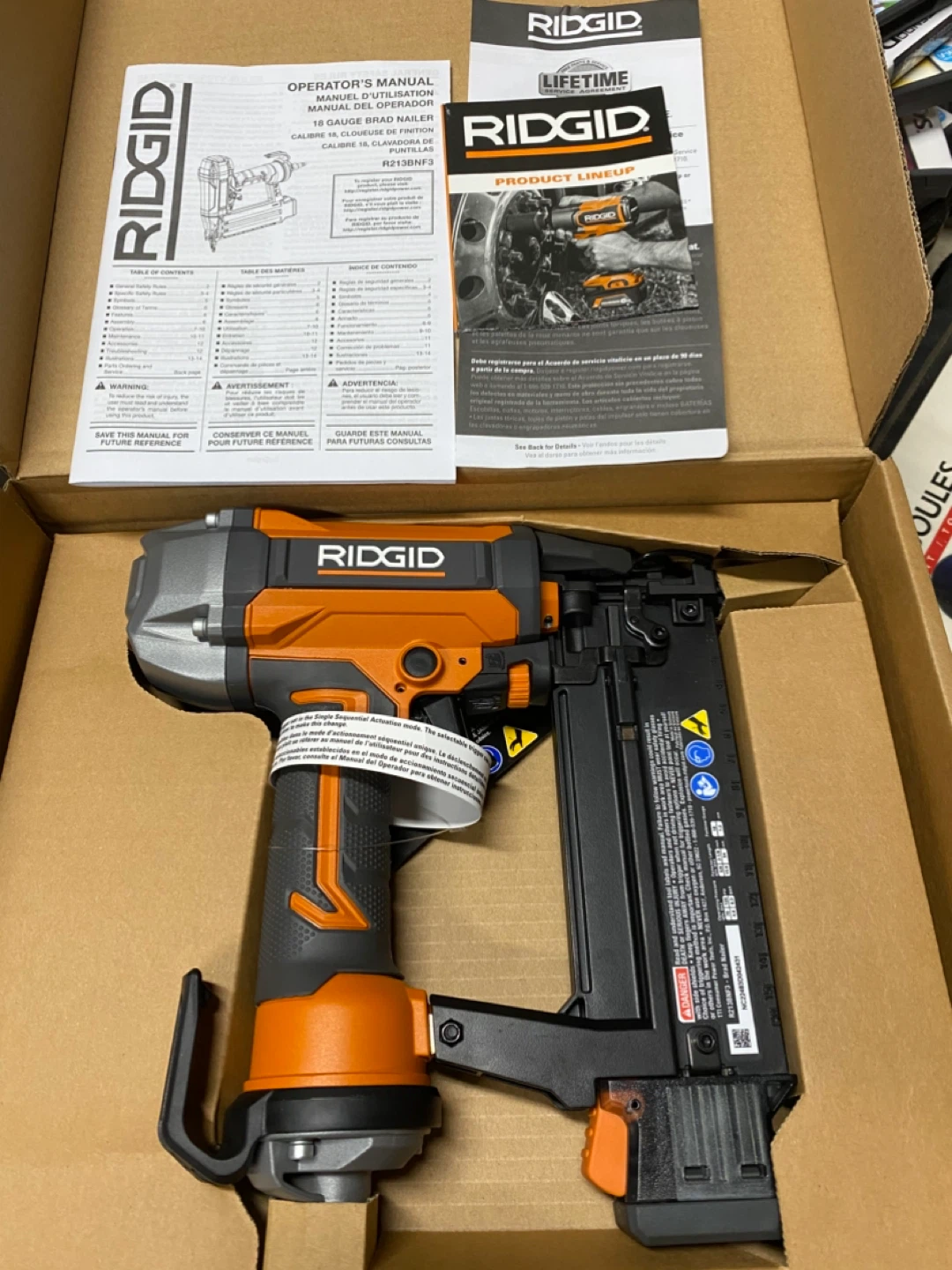 RIDGID 18-Gauge 2-1/8”  Brad Nailer New in box