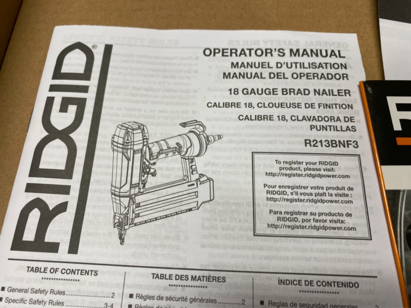 RIDGID 18-Gauge 2-1/8”  Brad Nailer New in box - photo 5
