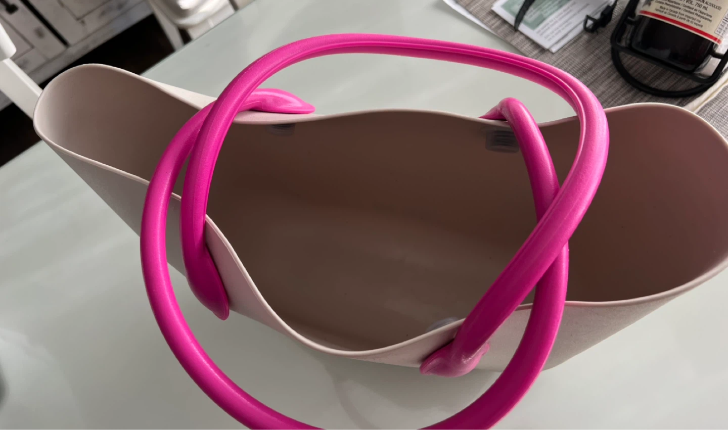 MOLDIR Tote Bag - Beige with Pink Handles - photo 3
