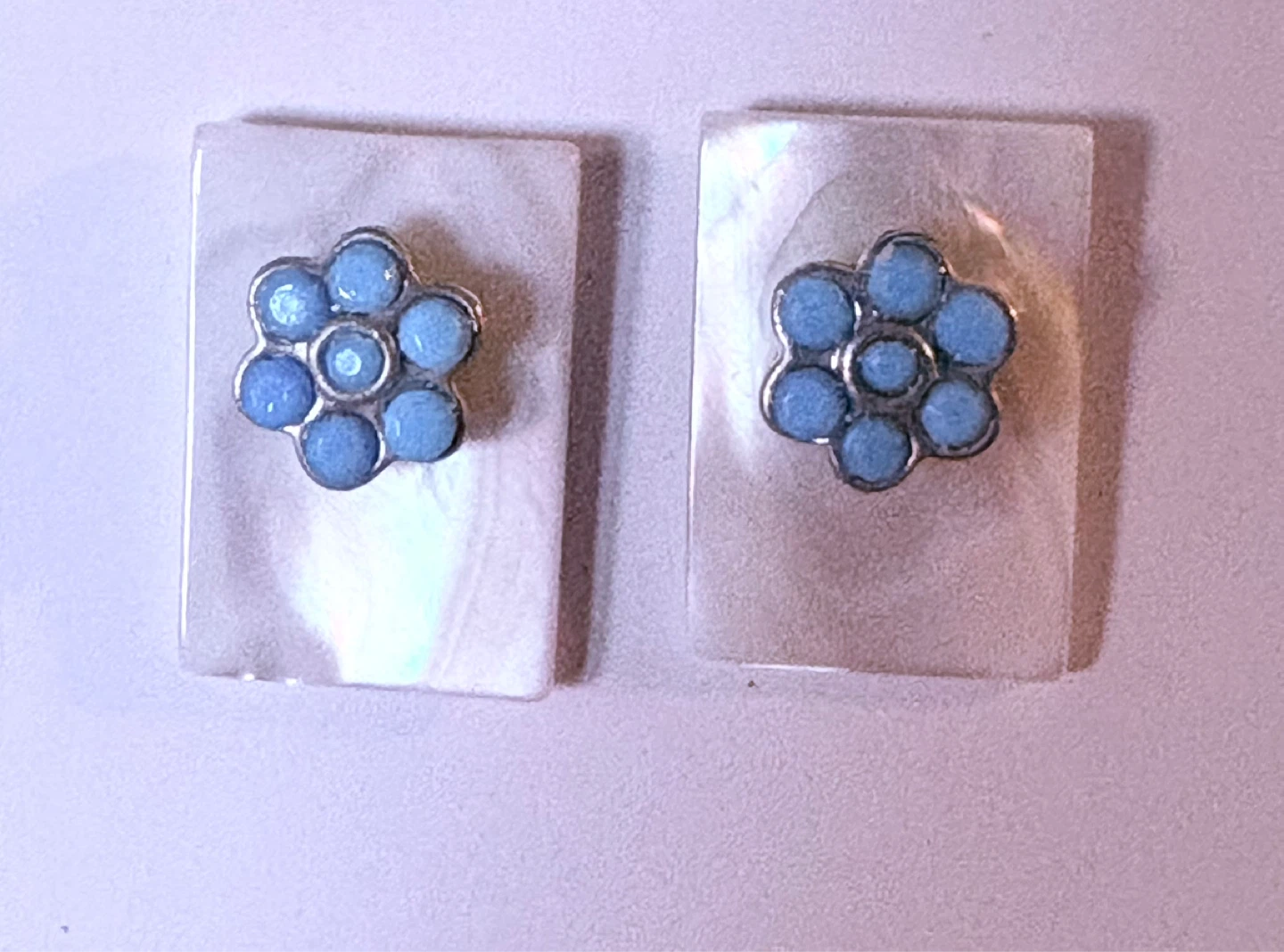 Lucine Designs MOP and Blue floral Earrings - photo 2