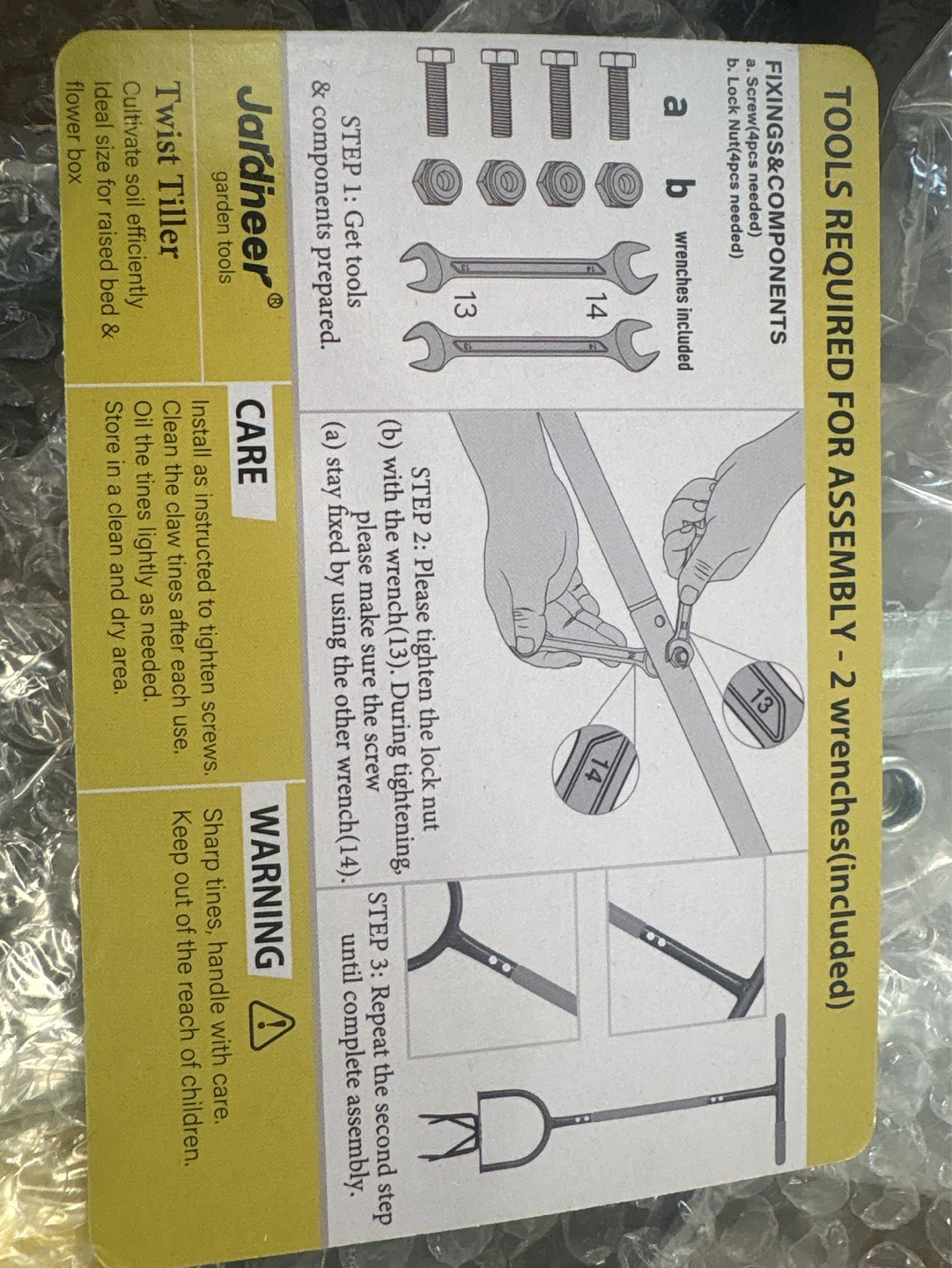Jardineer Manual Twist Tiller Garden Tool - photo 3