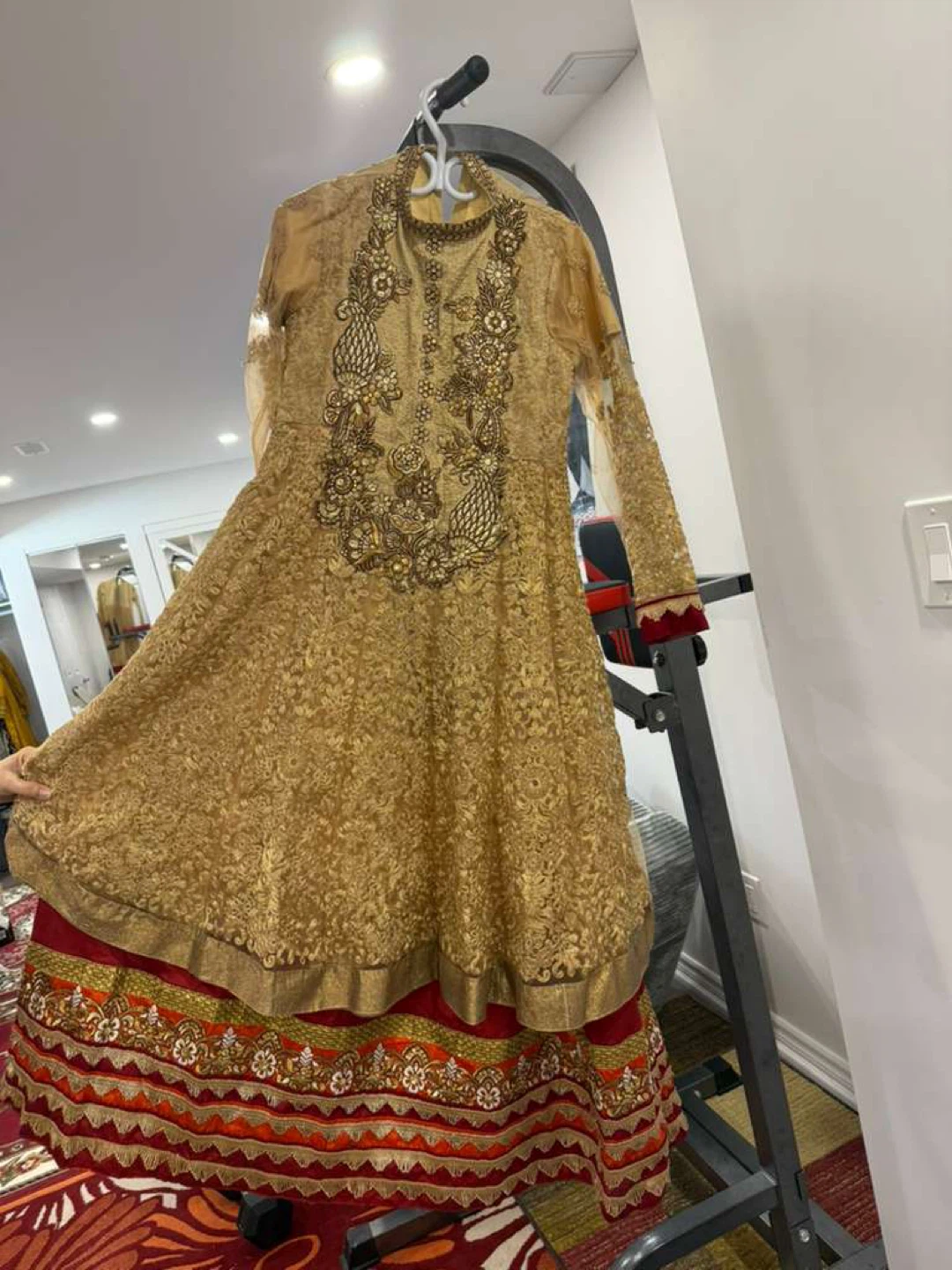 Gold Embroidered Anarkali Suit