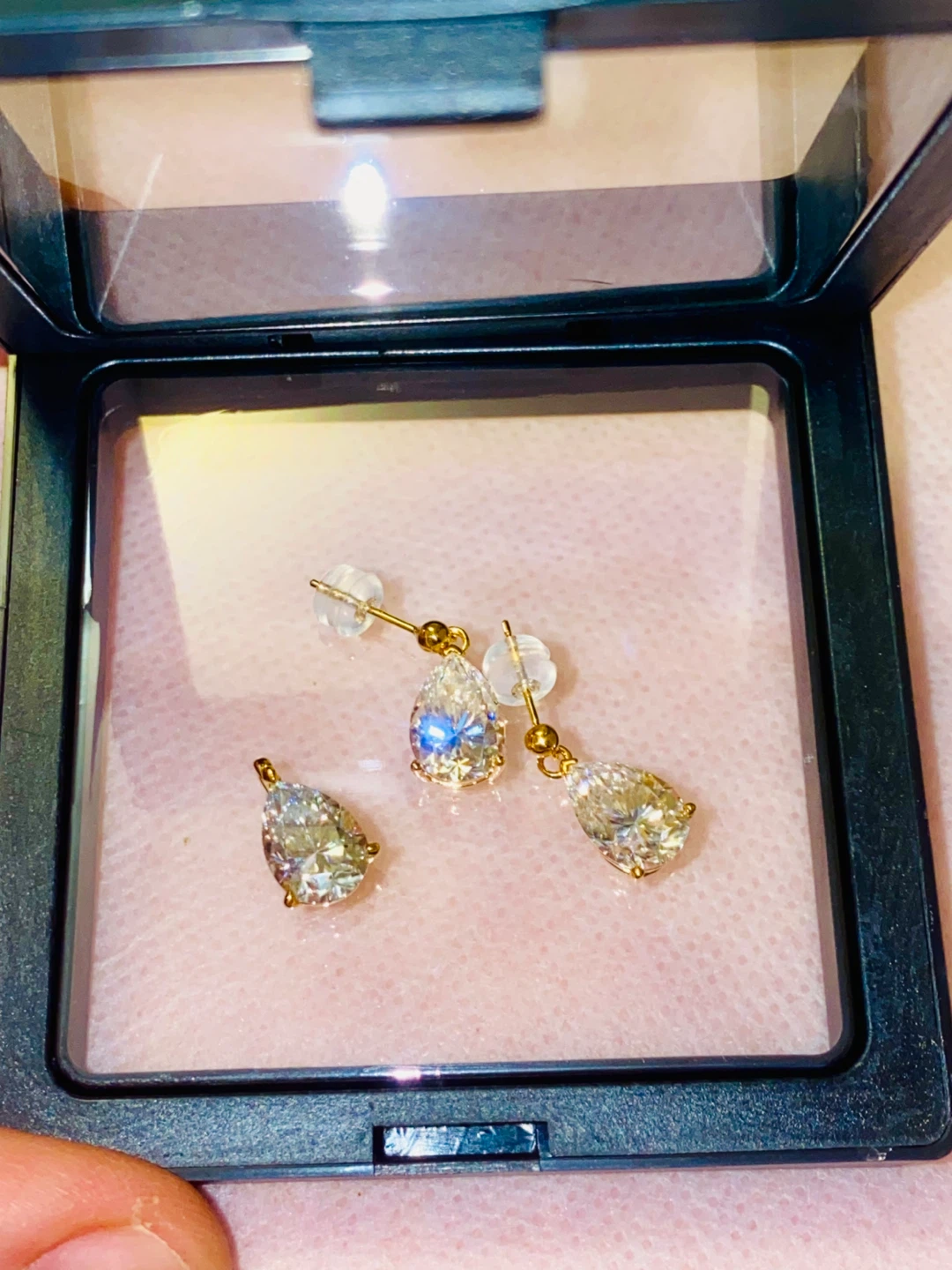 14K Gold Pear-Cut Diamond Drop Earrings