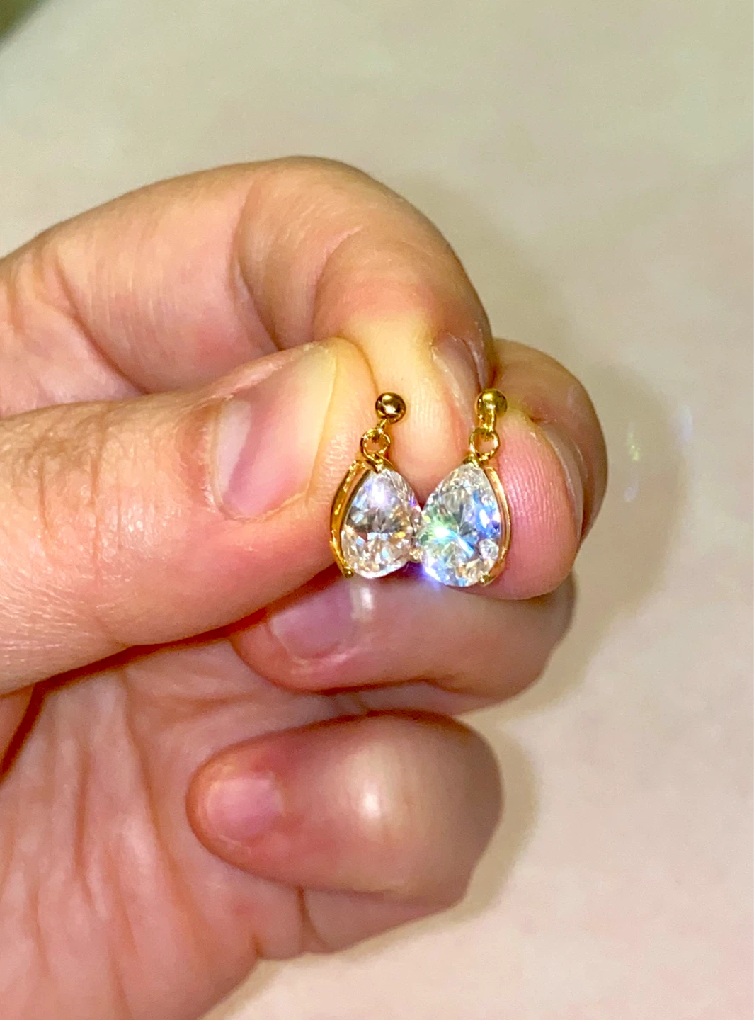 14K Gold Pear-Cut Diamond Drop Earrings - photo 2