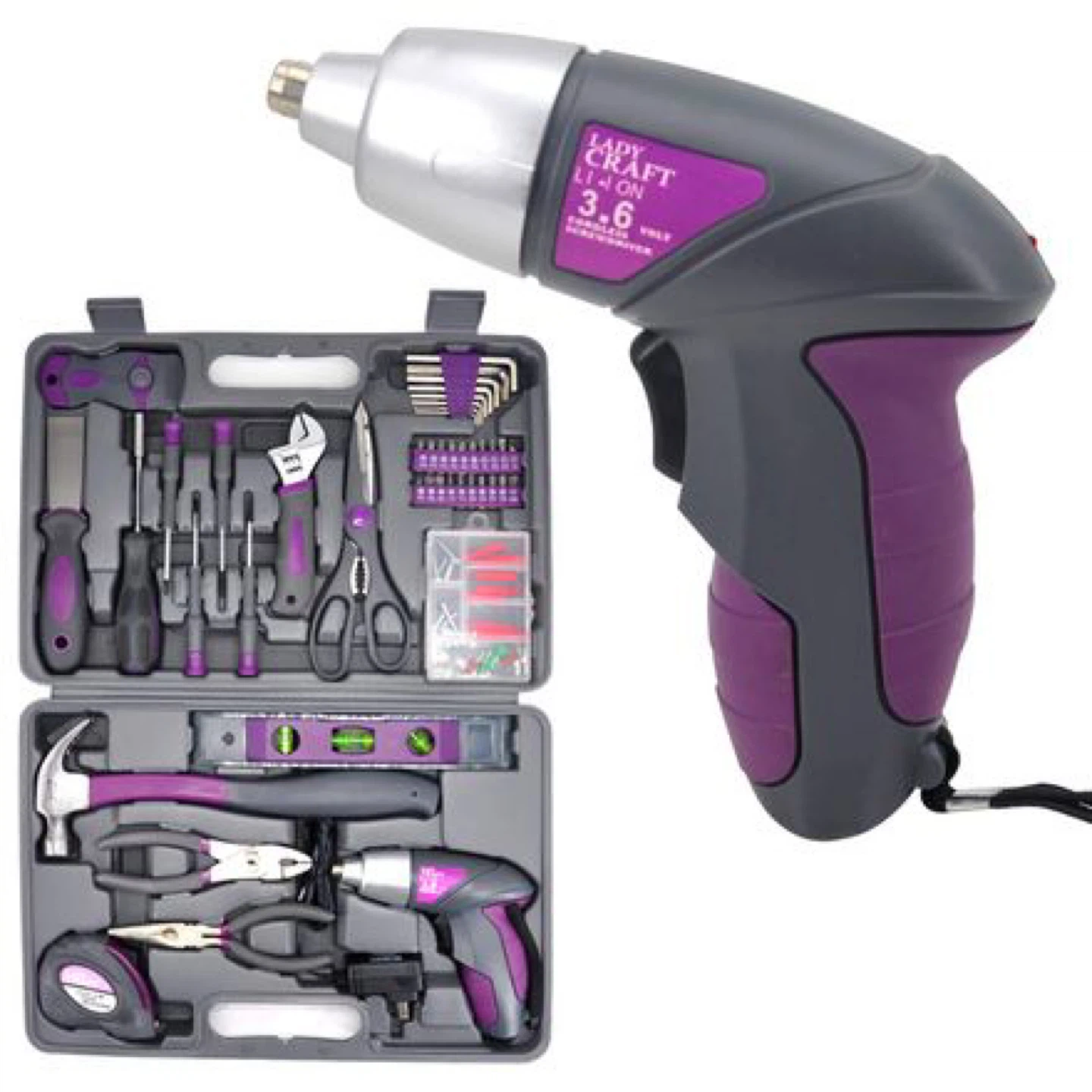 Lady Craft 44 Piece Tool Kit with Cordless Screwdriver