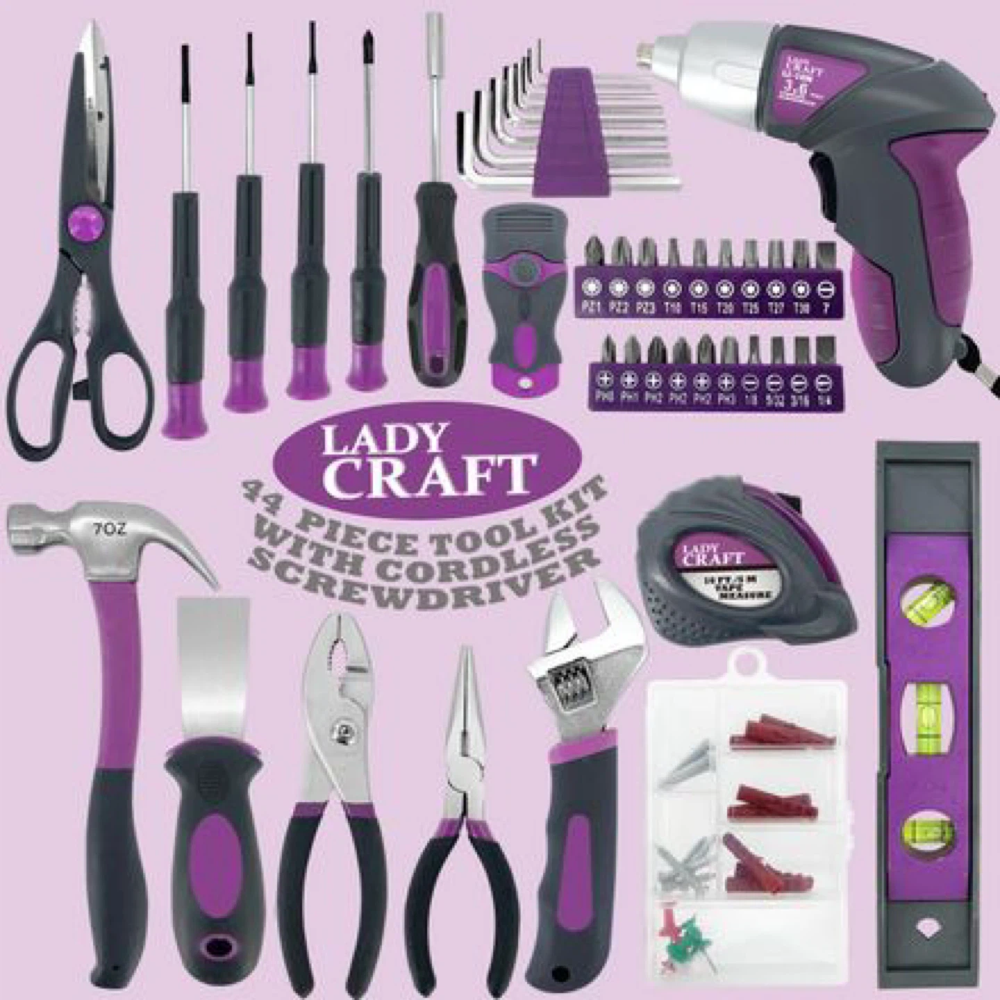Lady Craft 44 Piece Tool Kit with Cordless Screwdriver - photo 2