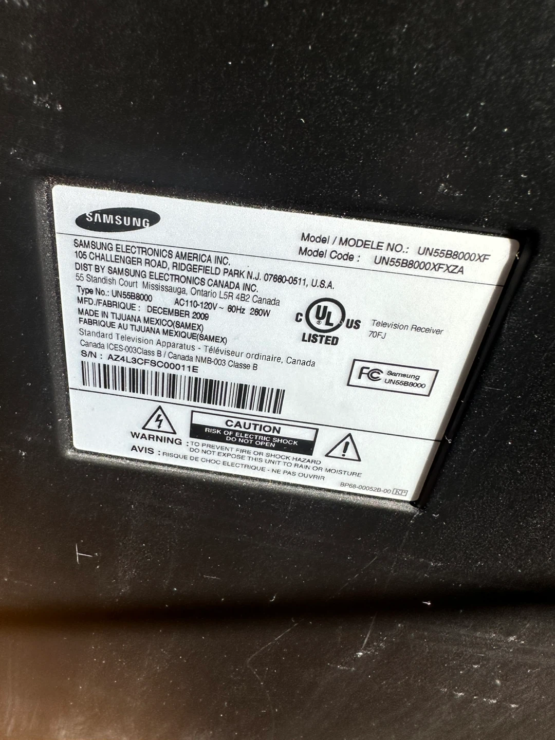 Samsung UN55B8000XF 55" LED TV - photo 4