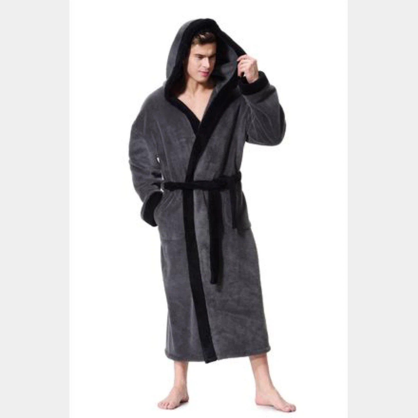 Grey Hooded shower Robe