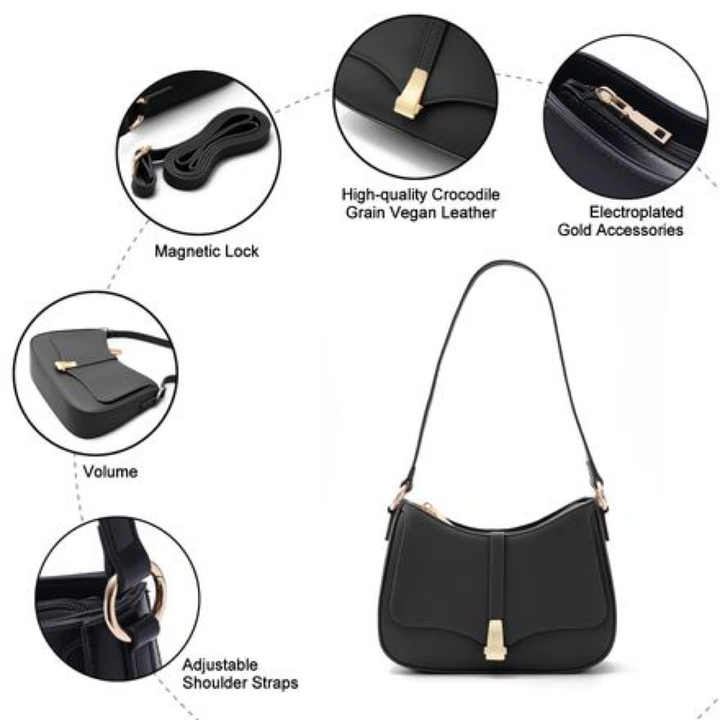 Black Vegan Leather Hobo Bag - photo 2