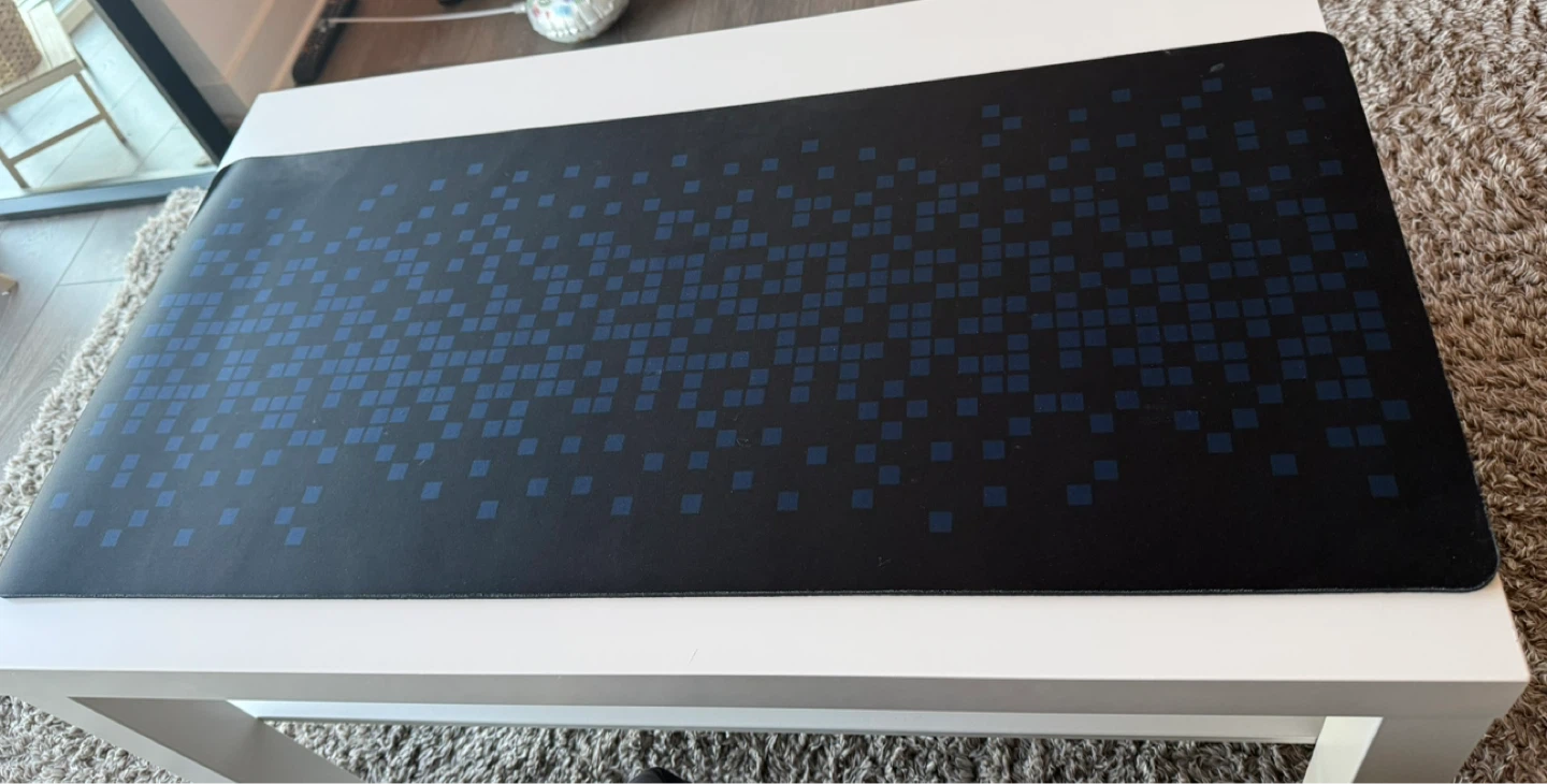 Black keyboard Mat with Blue Pixel Design