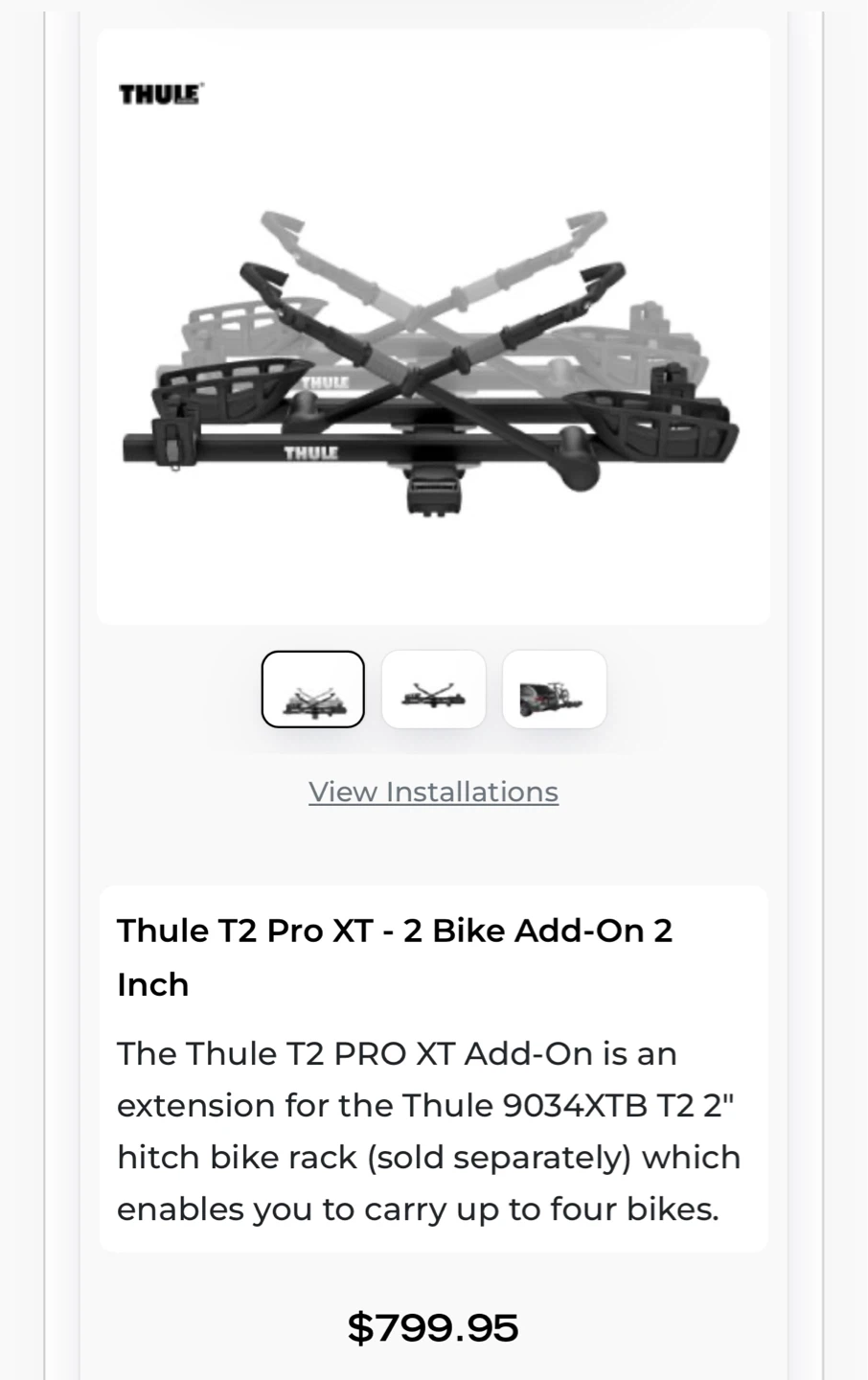 Thule T2 Pro XT - 2 Bike Add-On 2 Inch
