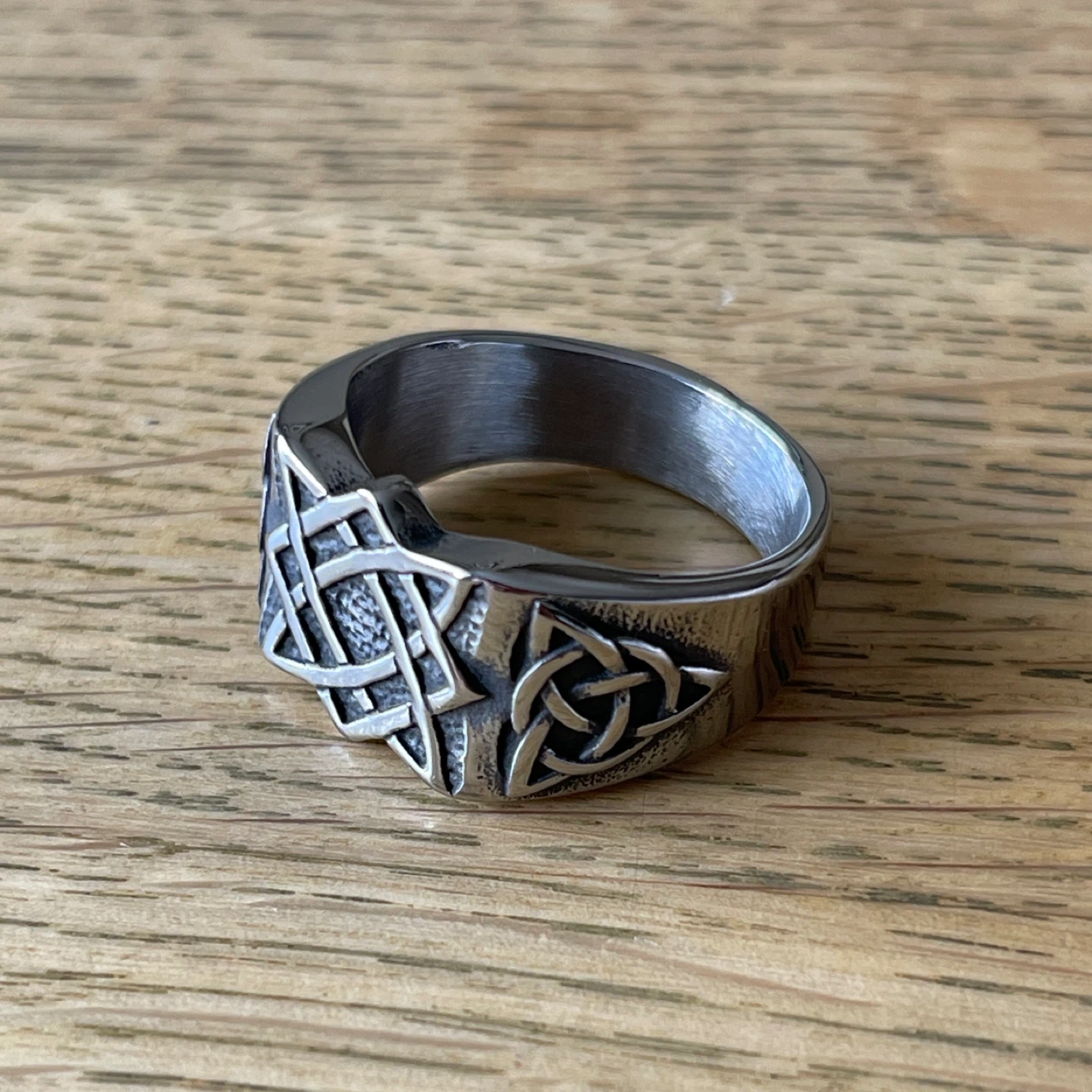 Slavic Star of Svarog & Trinity stainless steel ring (size 13) - photo 3