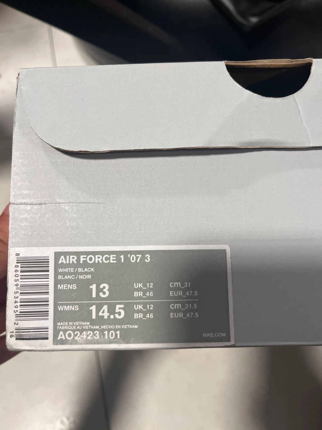Nike Air Force 1 '07 3 White/Black Men's Size 13 - photo 3