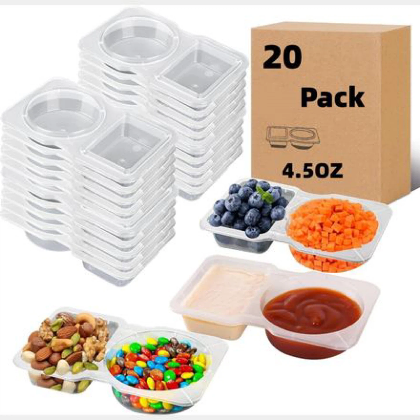 20 Pack Snack Containers with Lids