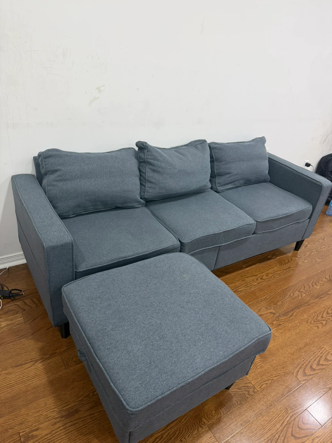 Grey 3-Seater Sofa with Ottoman - photo 4