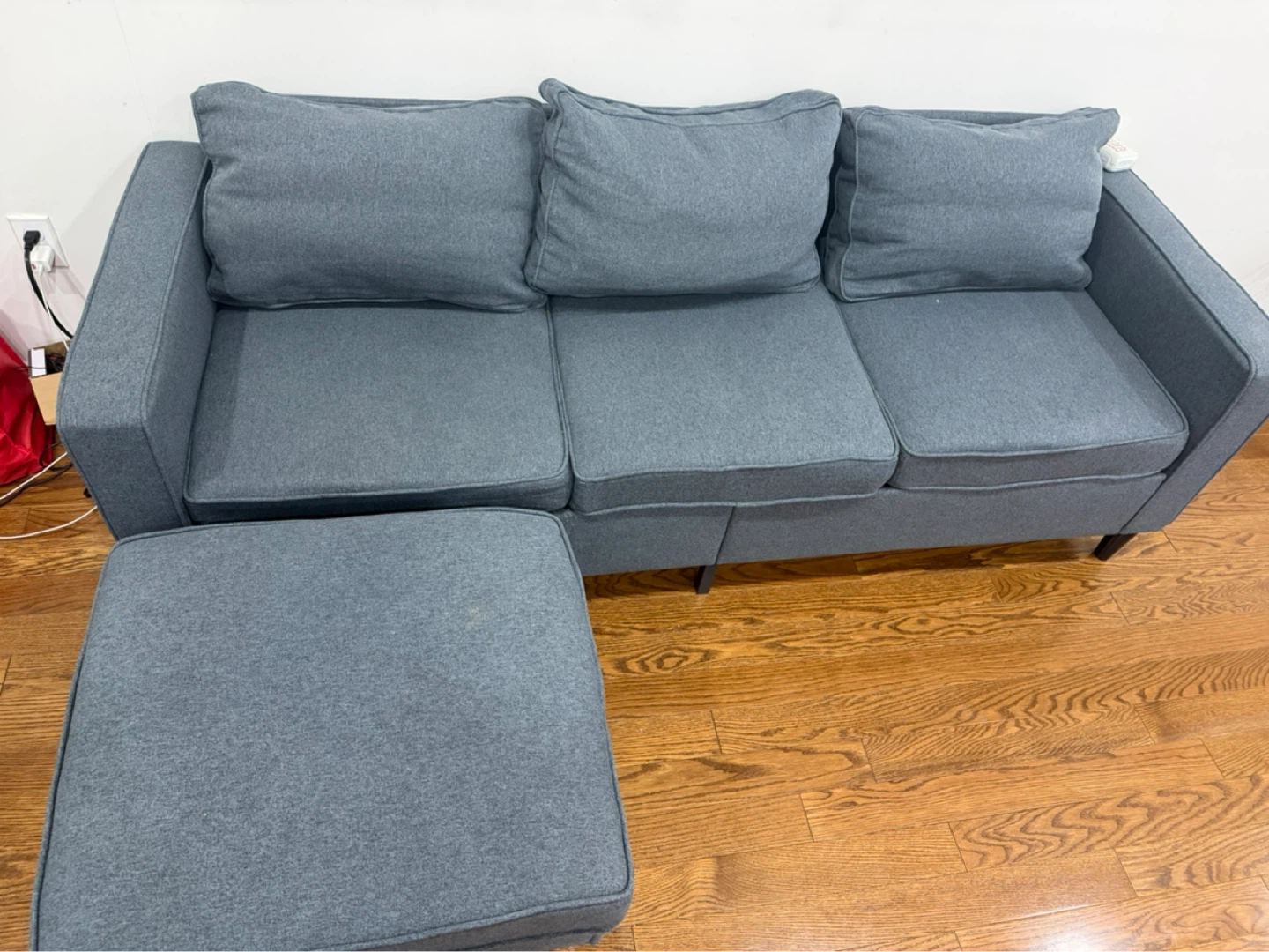Grey 3-Seater Sofa with Ottoman - photo 3