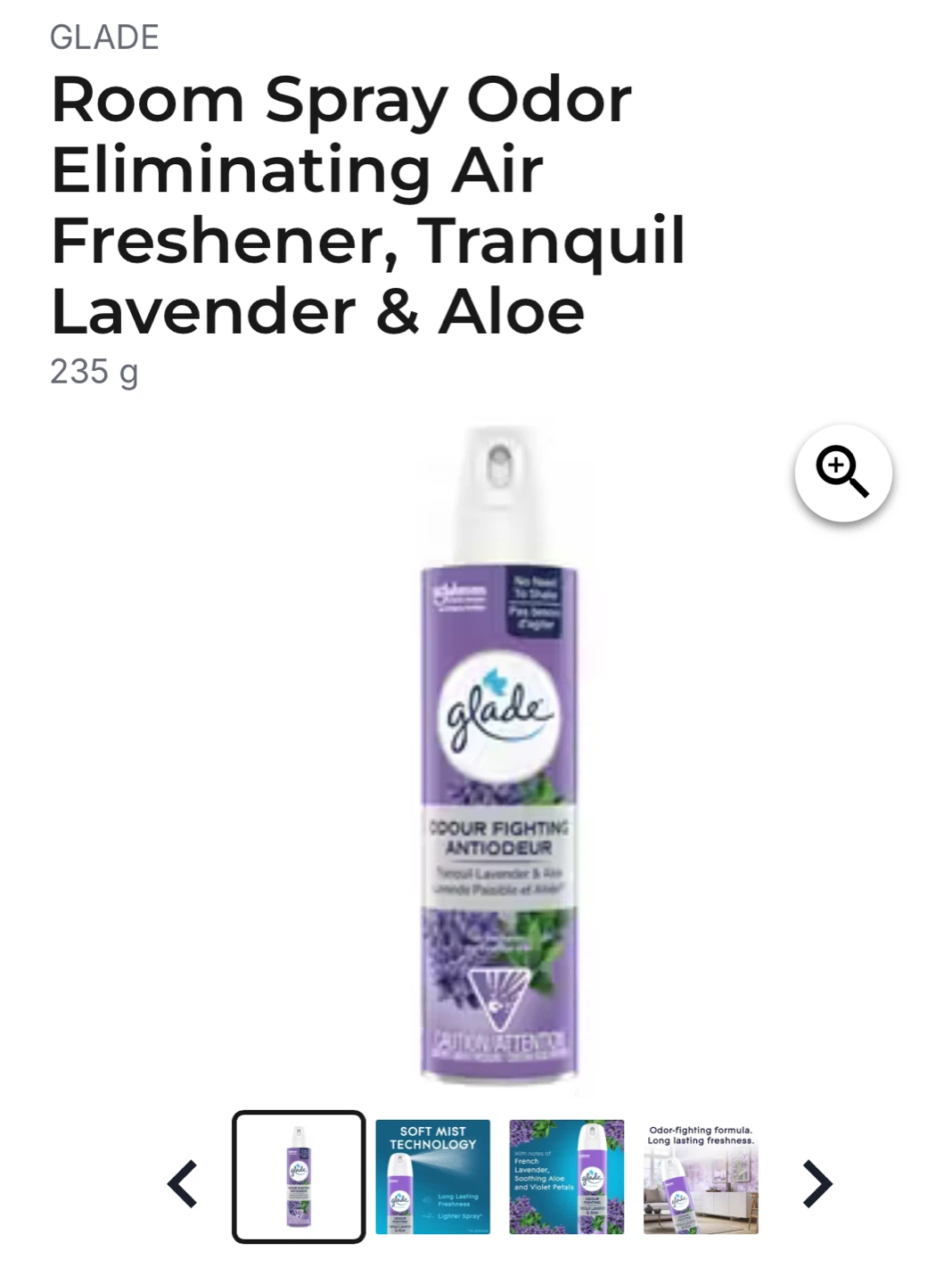 Glade Room Spray Odor Eliminating Air Freshener, Lavender & Aloe
