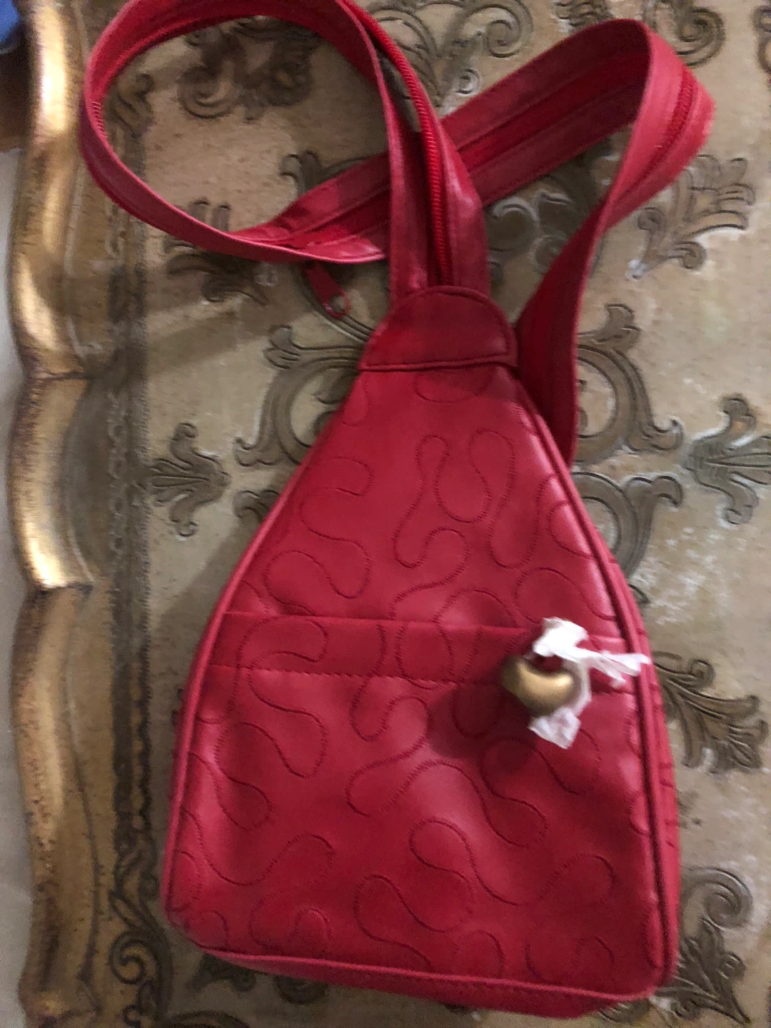 Red Faux nina ricci  vintage Sling Backpack