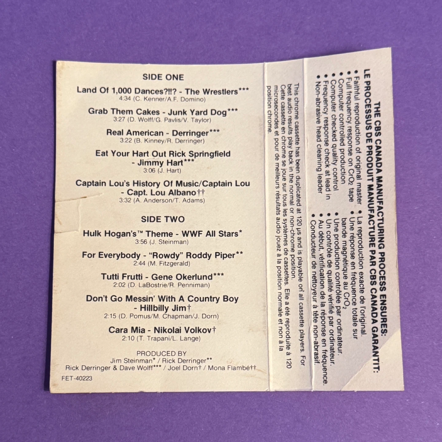 Various Artists - The Wrestling Album Cassette Tape 1985 - photo 4