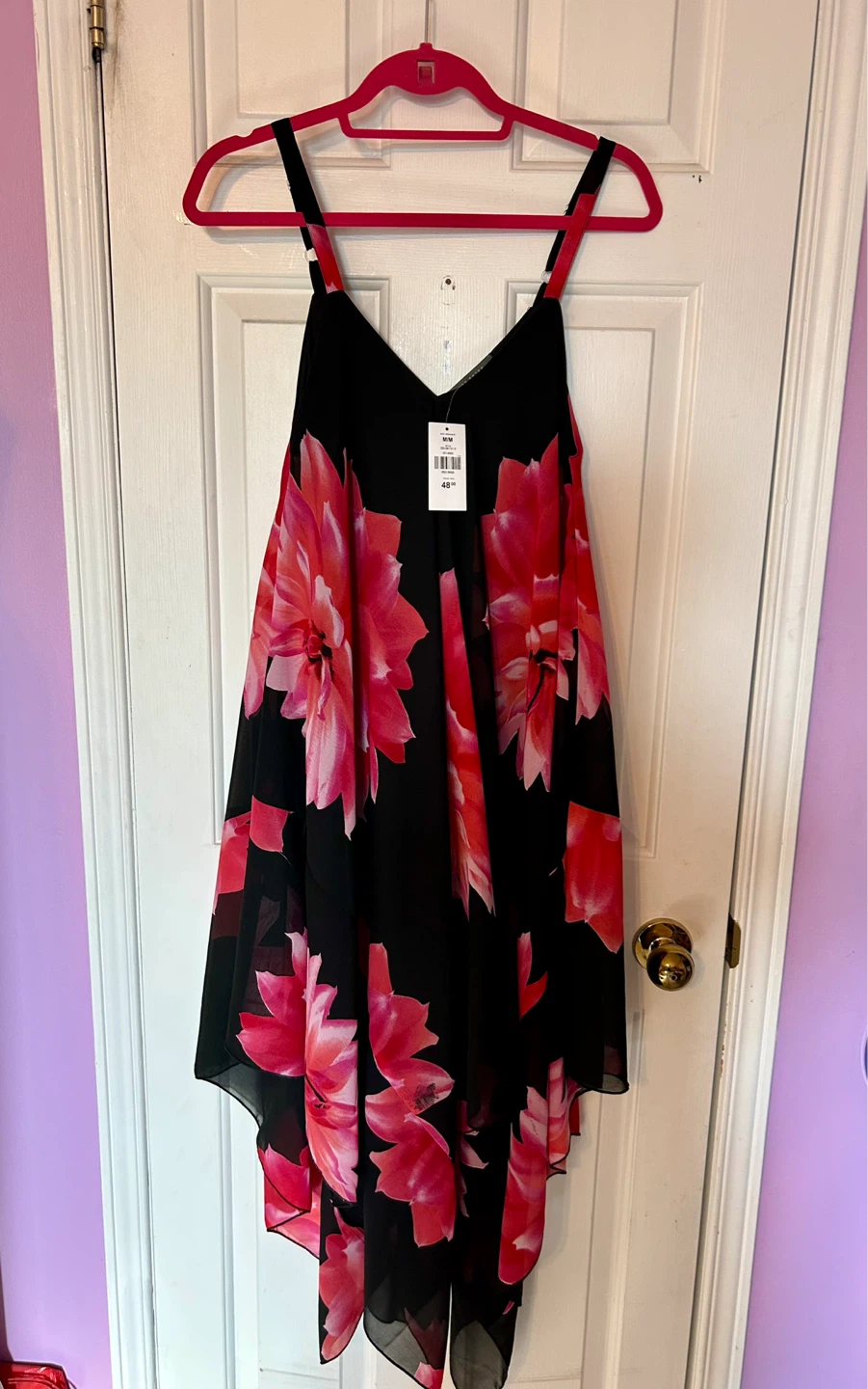Suzy Shier Black and Pink Floral Dress
