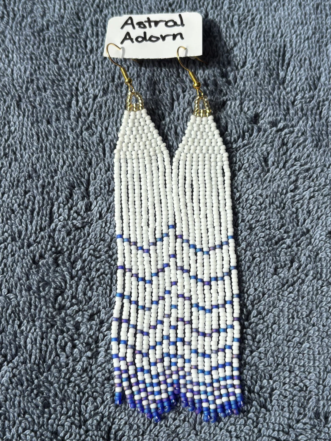 Astral Adorn Beaded Dangle Earrings White Blue Purple - photo 2