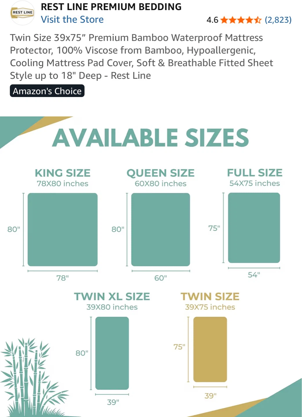 Rest Line Premium Bamboo Mattress Protector Twin Size - photo 2