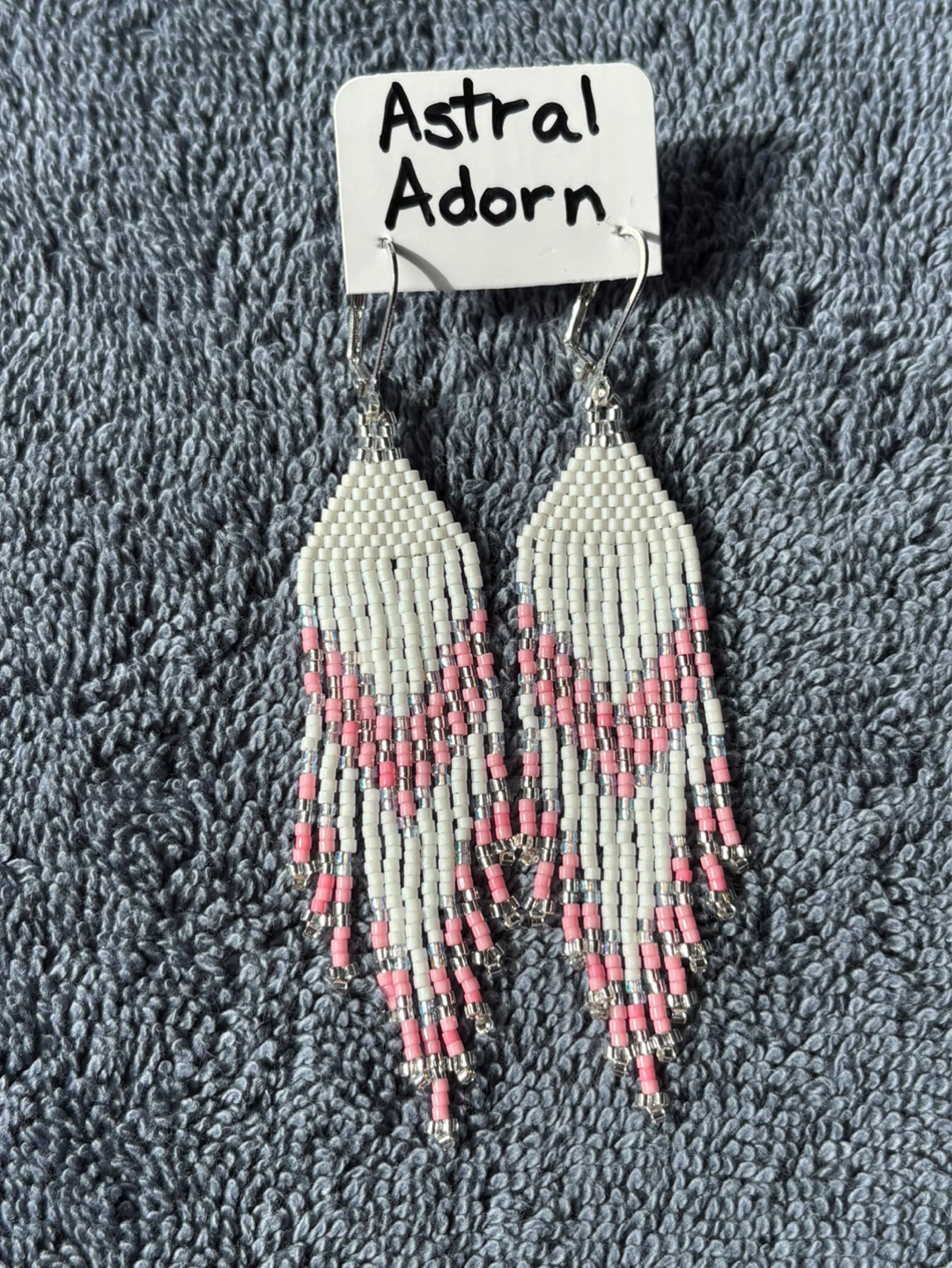 Astral Adorn White & Pink Beaded Fringe Earrings - photo 2