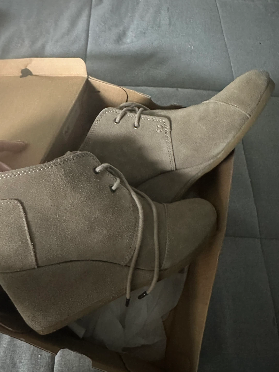 TOMS Suede Wedge Booties