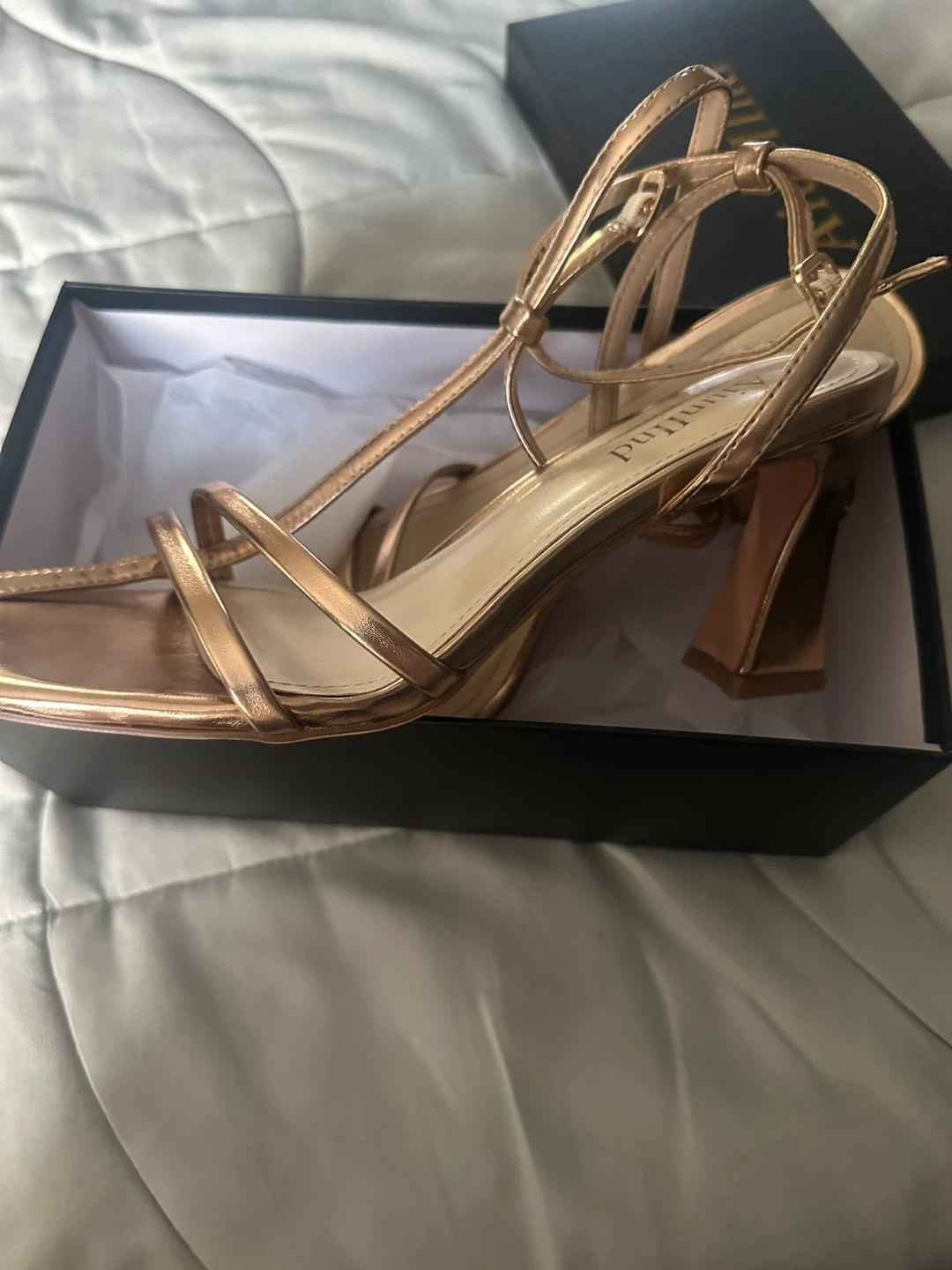 Women's Rose Gold Strappy Heels Size 7.5 - photo 5