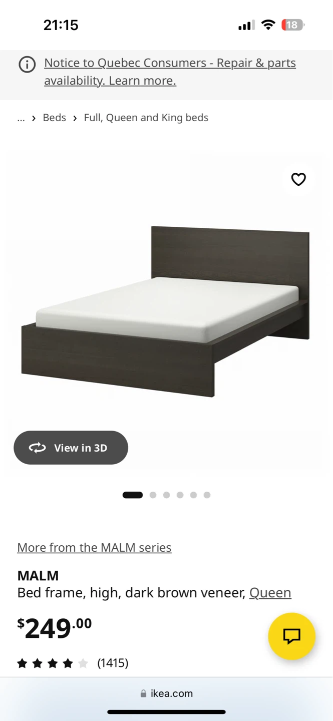IKEA MALM Queen Bed Frame