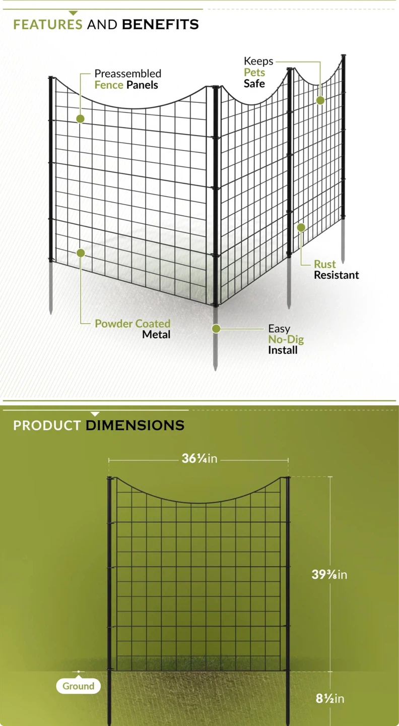 Zippity Outdoor Black Metal Fence Panels - 18 Pack - photo 2
