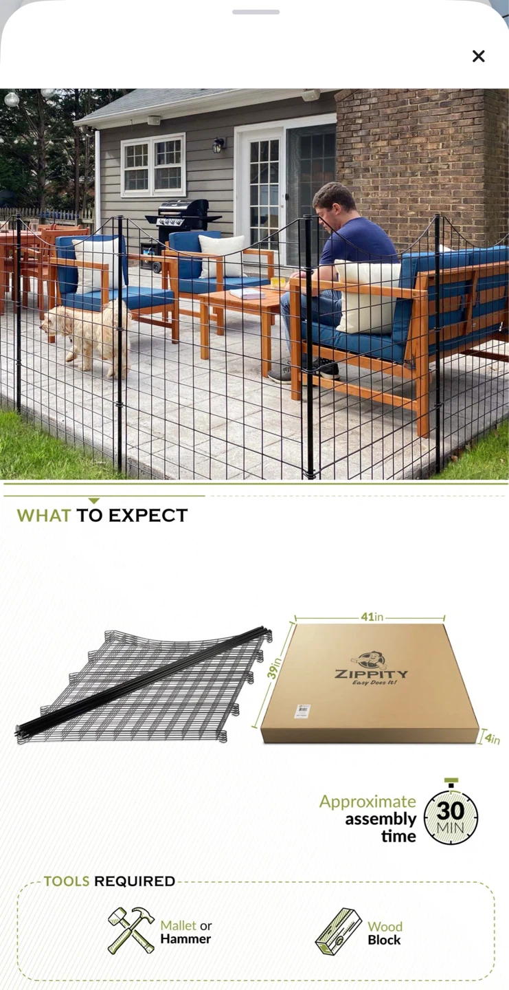 Zippity Outdoor Black Metal Fence Panels - 18 Pack - photo 4