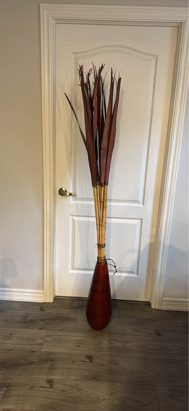 Tall Decorative Vase with Dried Stems