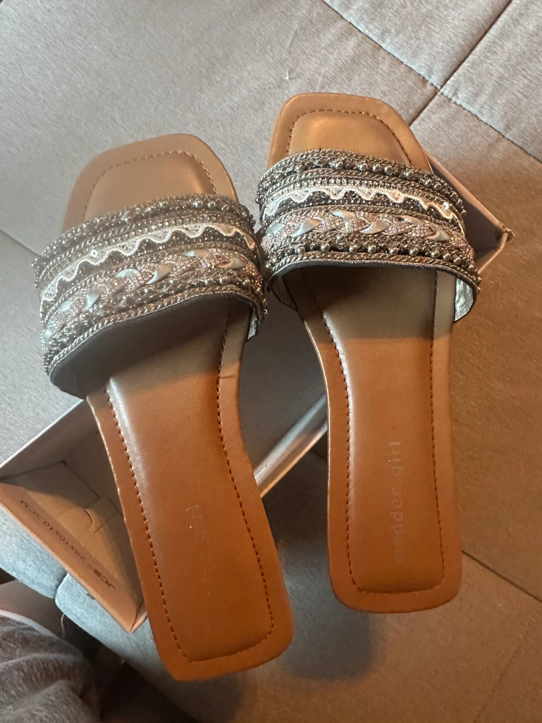 Madden Girl "Threadd" Embellished Slide Sandals