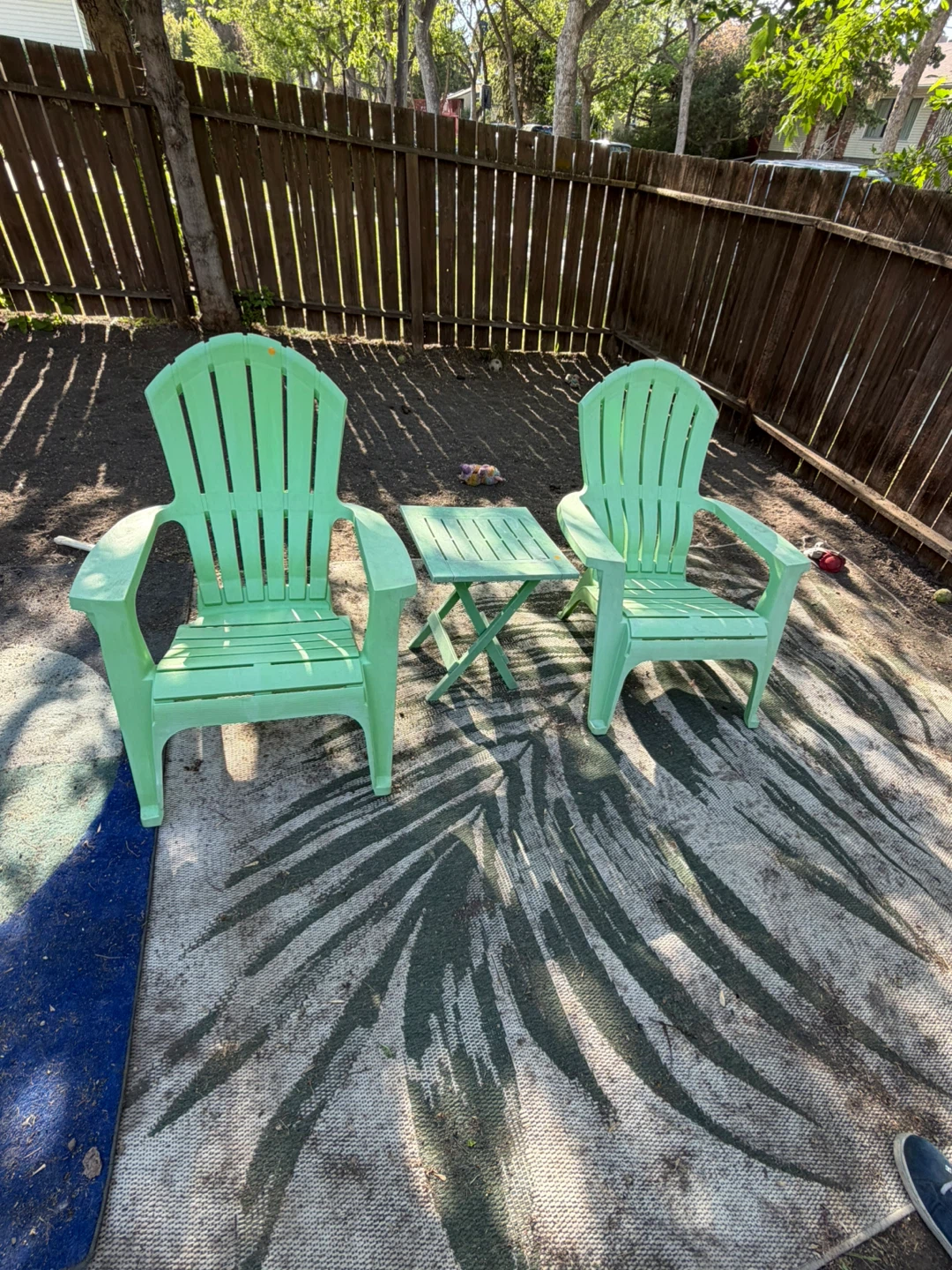 Mint Green Adirondack Chairs and Side Table Set
