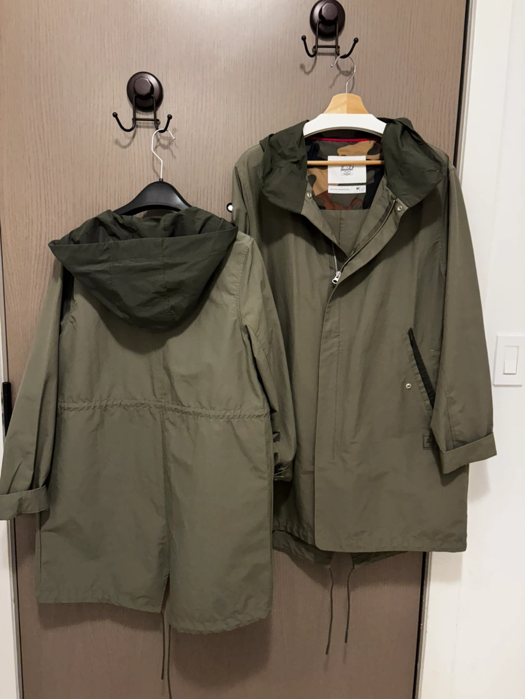 His & Hers Herschel Olive Green Parka Jackets - photo 4