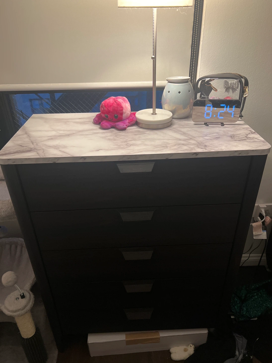 Dark Wood Dresser with Marble Top