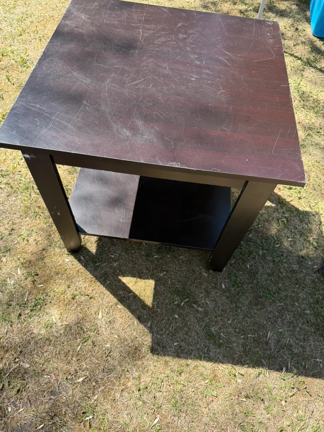 Dark Brown End Table with Shelf