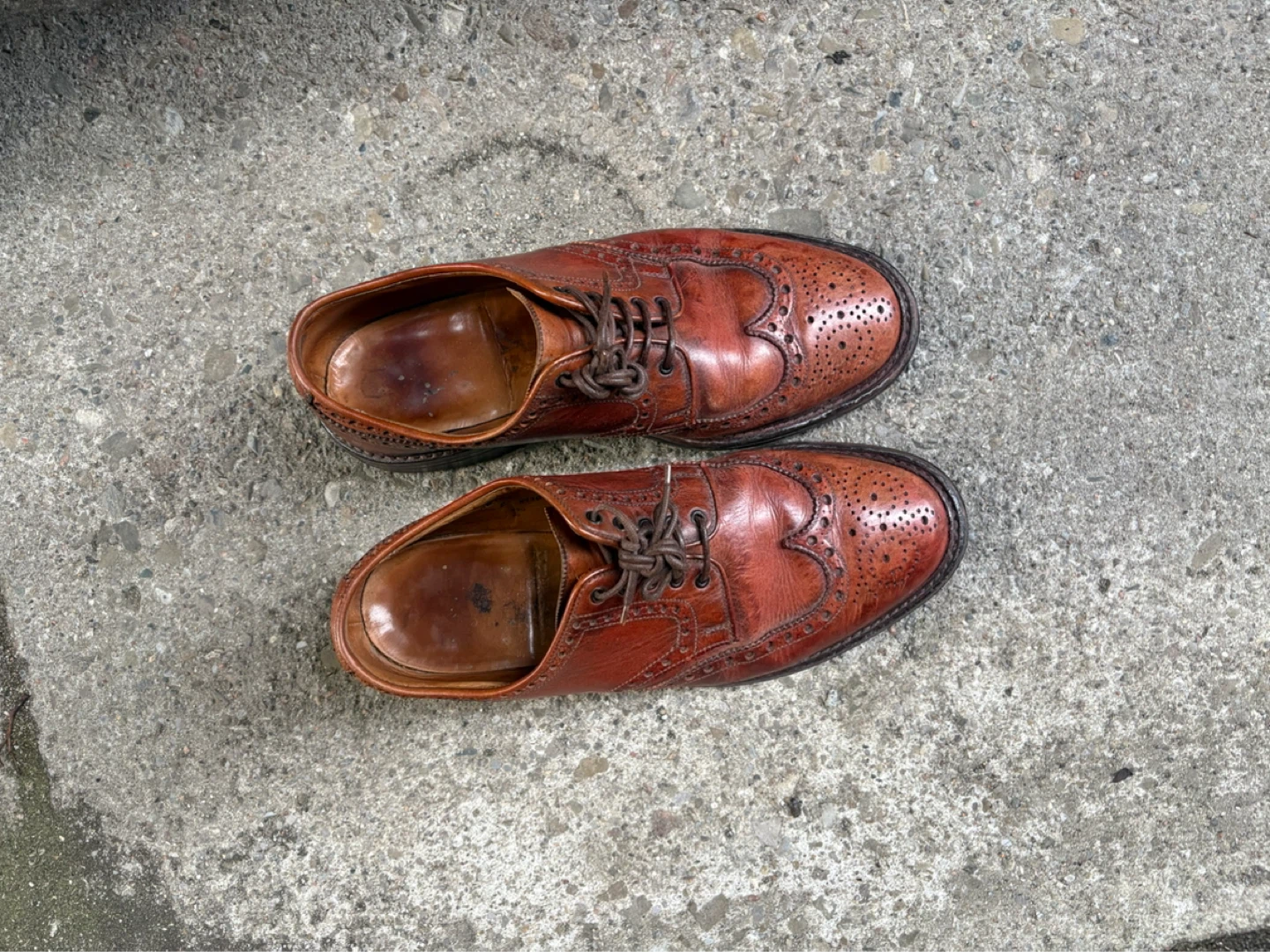 Men's Brown Leather Wingtip Brogue Shoes - photo 2
